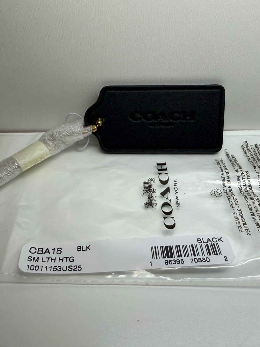 COACH Leather Hangtag in Black